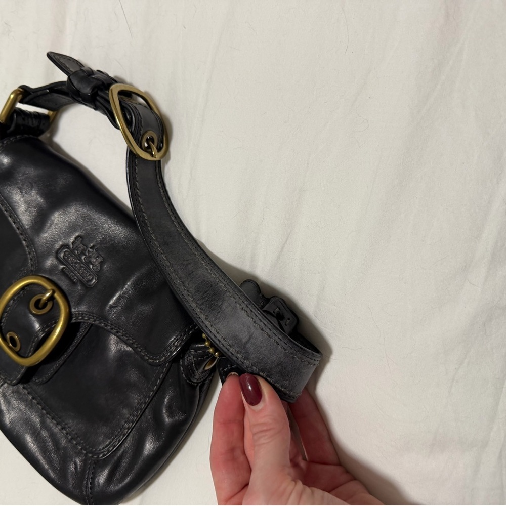 Coach Black Leather Mini Bag with Gold Buckle - Picture 5 of 5